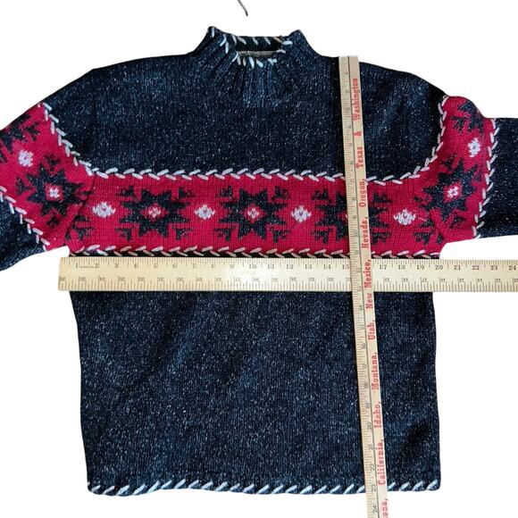 NOMADIC TRADERS GREY SNOWFLAKE SWEATER SILK & ANGORA WOMEN'S Large - Picture 9 of 9